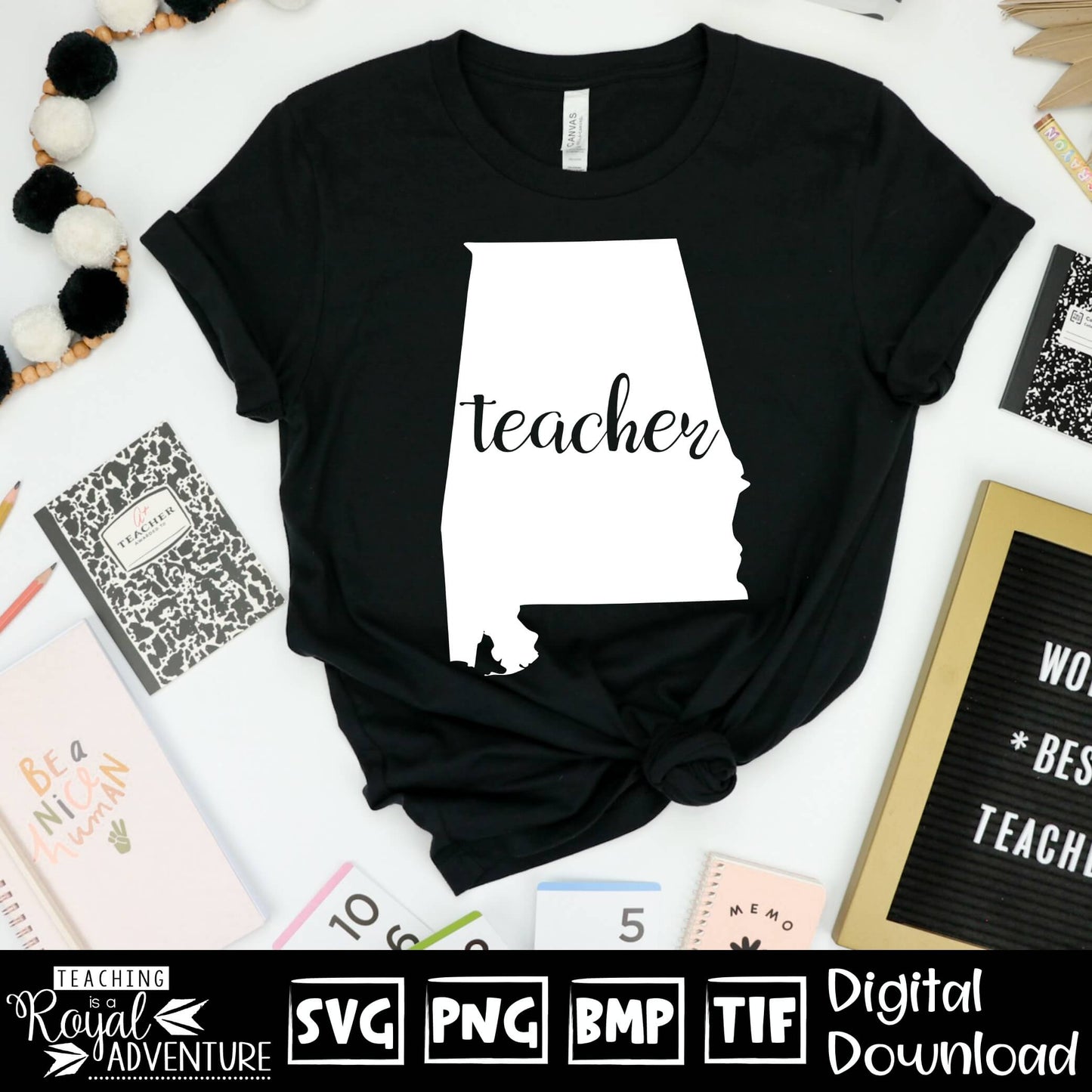 Alabama Teacher SVG, teacher Svg, teacher state Svg, teacher shirt Svg, teacher Png, Digital Download Files, Sublimation Designs