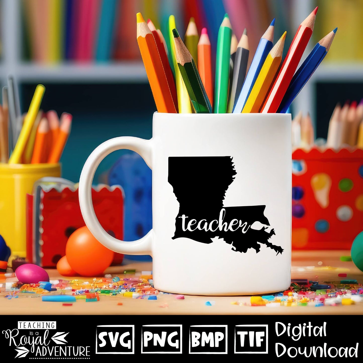 Louisiana Teacher SVG, teacher Svg, teacher state Svg, teacher shirt Svg, teacher Png, Digital Download Files, Sublimation Designs