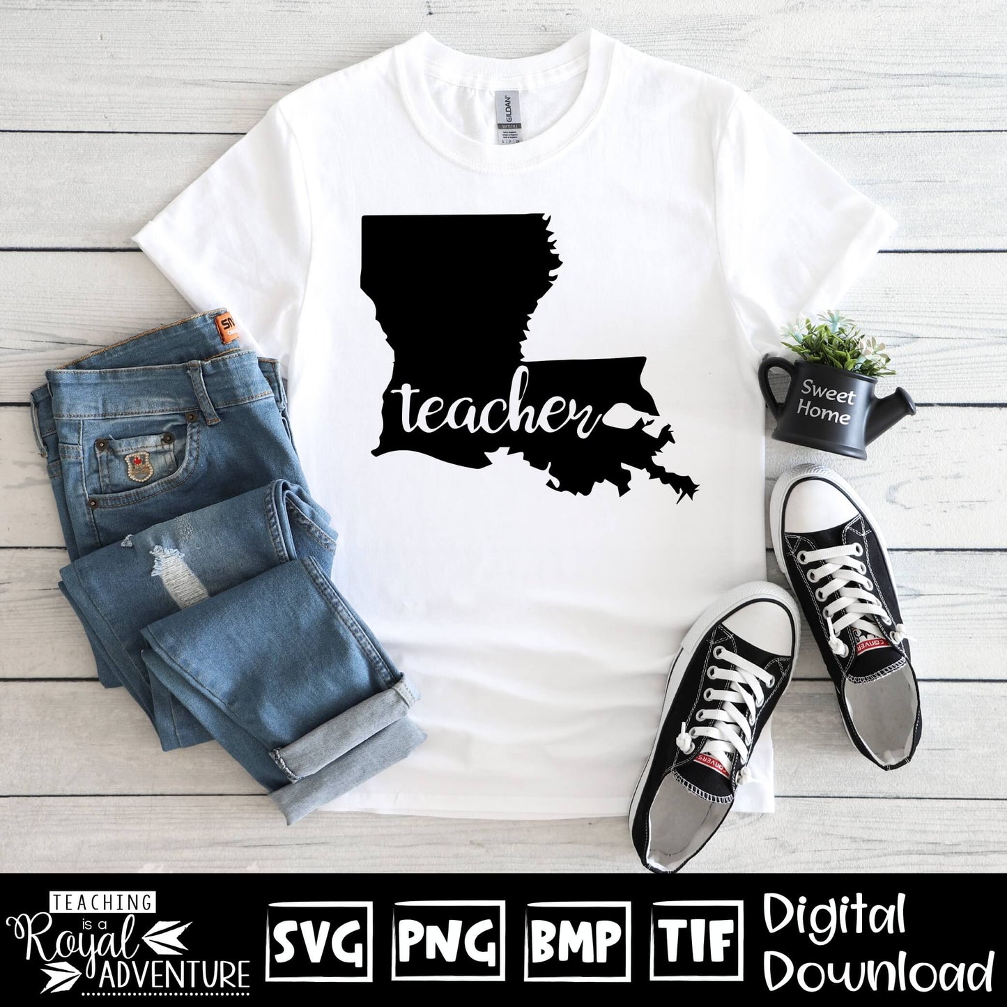 Louisiana Teacher SVG, teacher Svg, teacher state Svg, teacher shirt Svg, teacher Png, Digital Download Files, Sublimation Designs