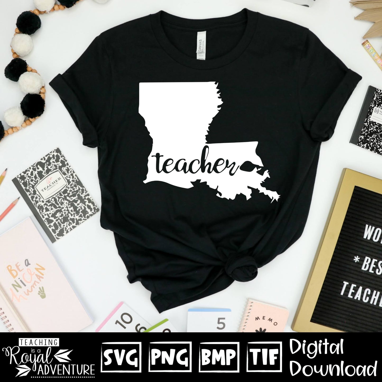 Louisiana Teacher SVG, teacher Svg, teacher state Svg, teacher shirt Svg, teacher Png, Digital Download Files, Sublimation Designs