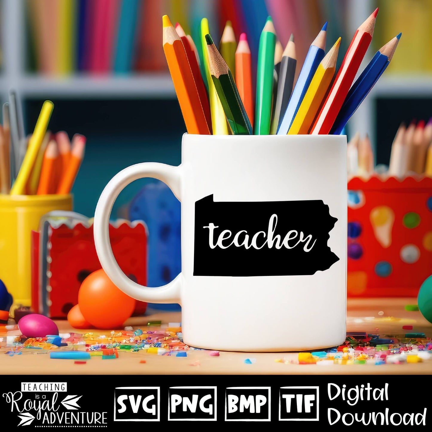 Pennsylvania Teacher SVG, teacher Svg, teacher state Svg, teacher shirt Svg, teacher Png, Digital Download Files, Sublimation Designs