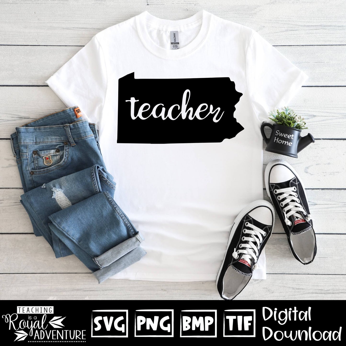 Pennsylvania Teacher SVG, teacher Svg, teacher state Svg, teacher shirt Svg, teacher Png, Digital Download Files, Sublimation Designs