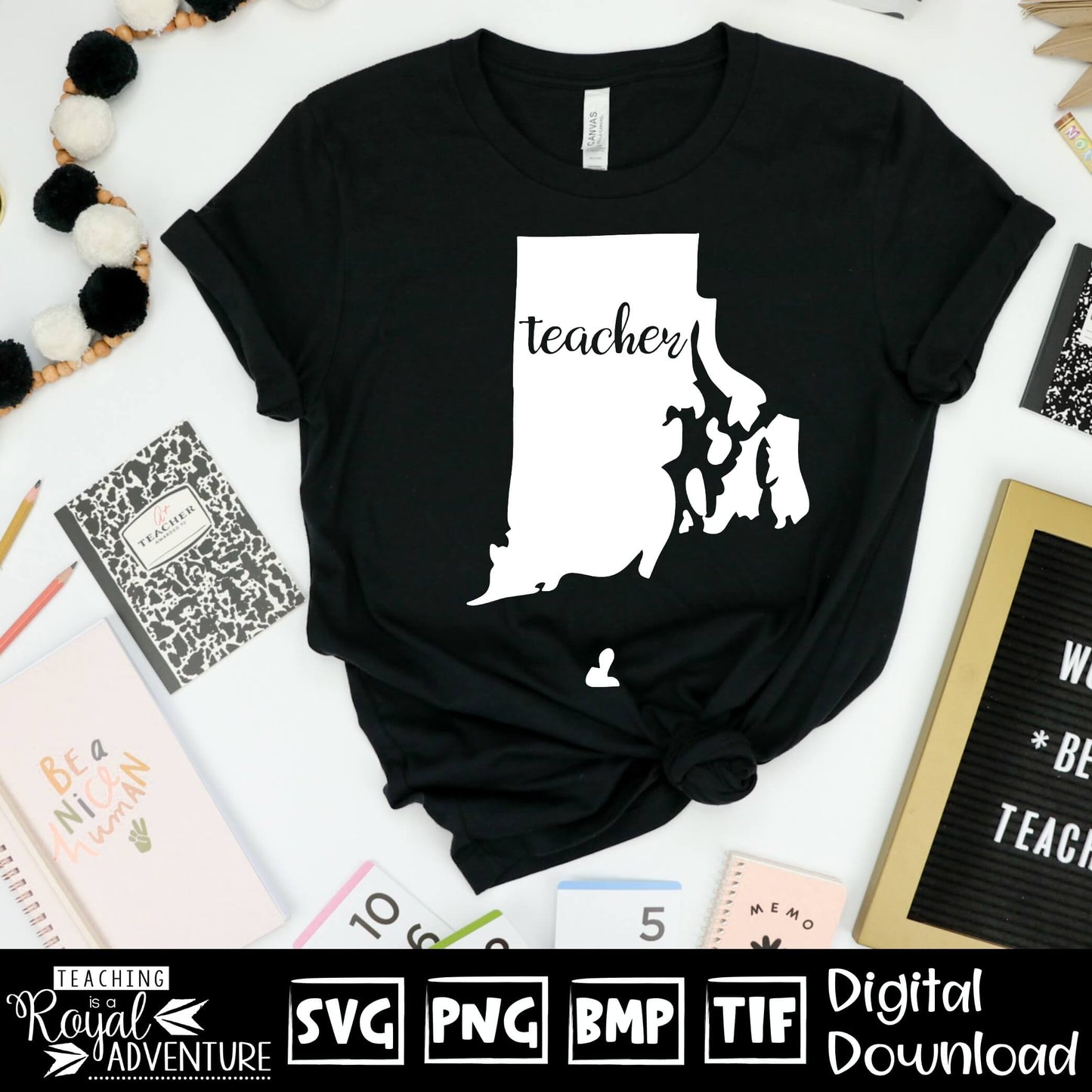Rhode Island Teacher SVG, teacher Svg, teacher state Svg, teacher shirt Svg, teacher Png, Digital Download Files, Sublimation Designs