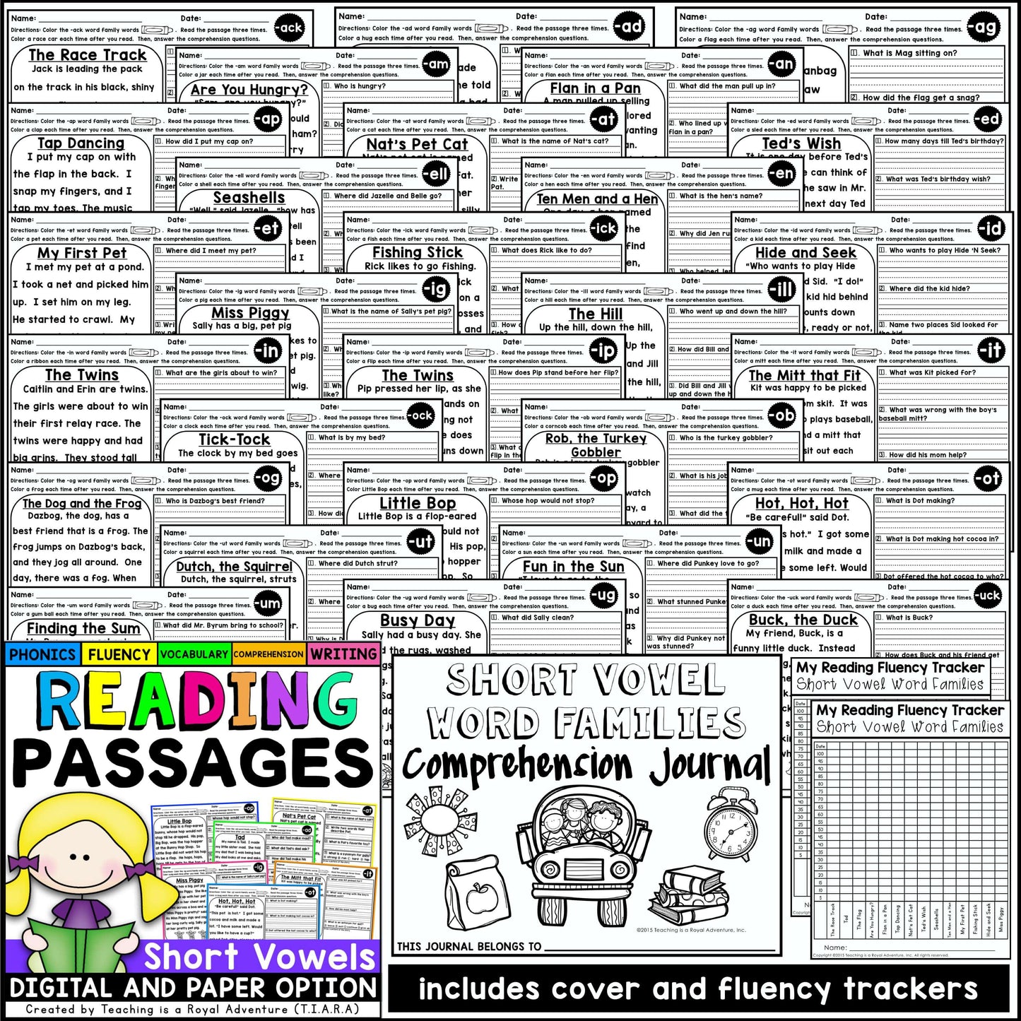 Phonics Reading Comprehension Passages and Questions ALL YEAR Distance Learning
