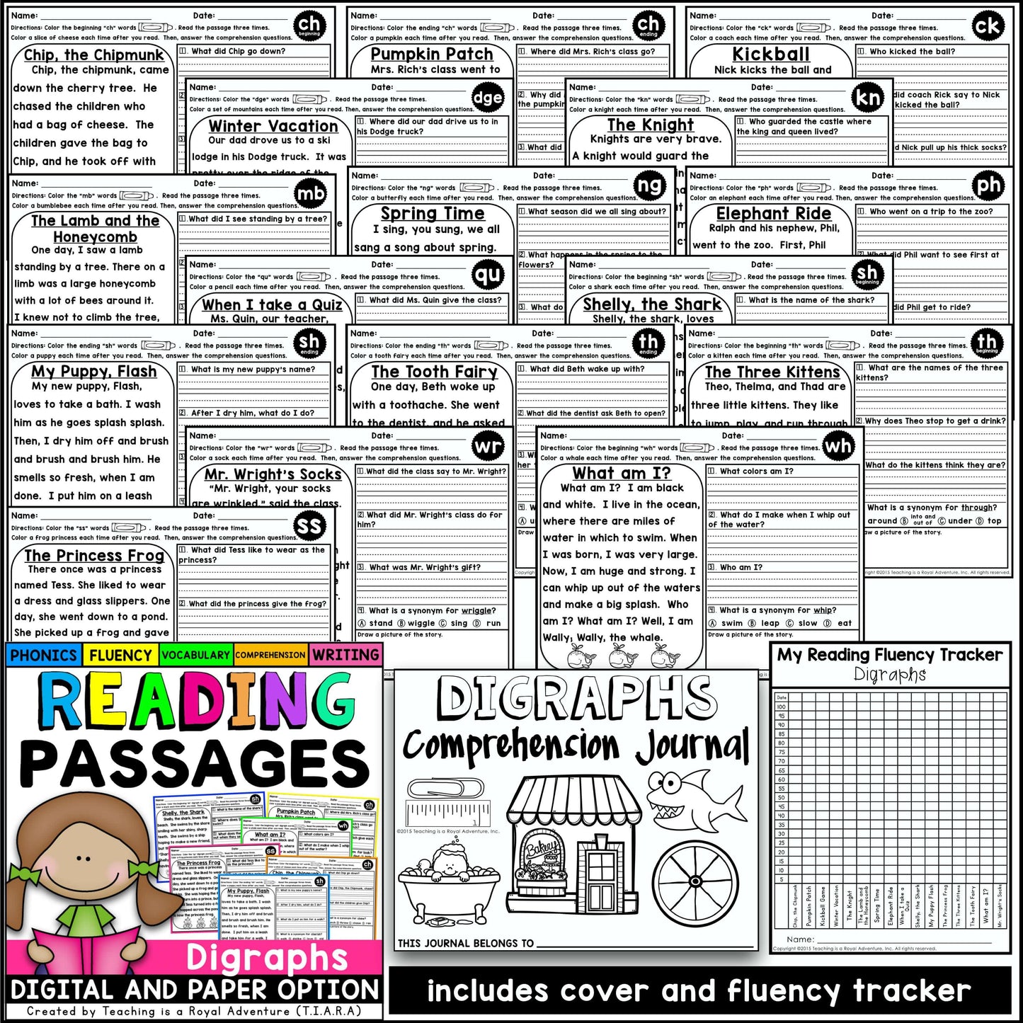 Phonics Reading Comprehension Passages and Questions ALL YEAR Distance Learning