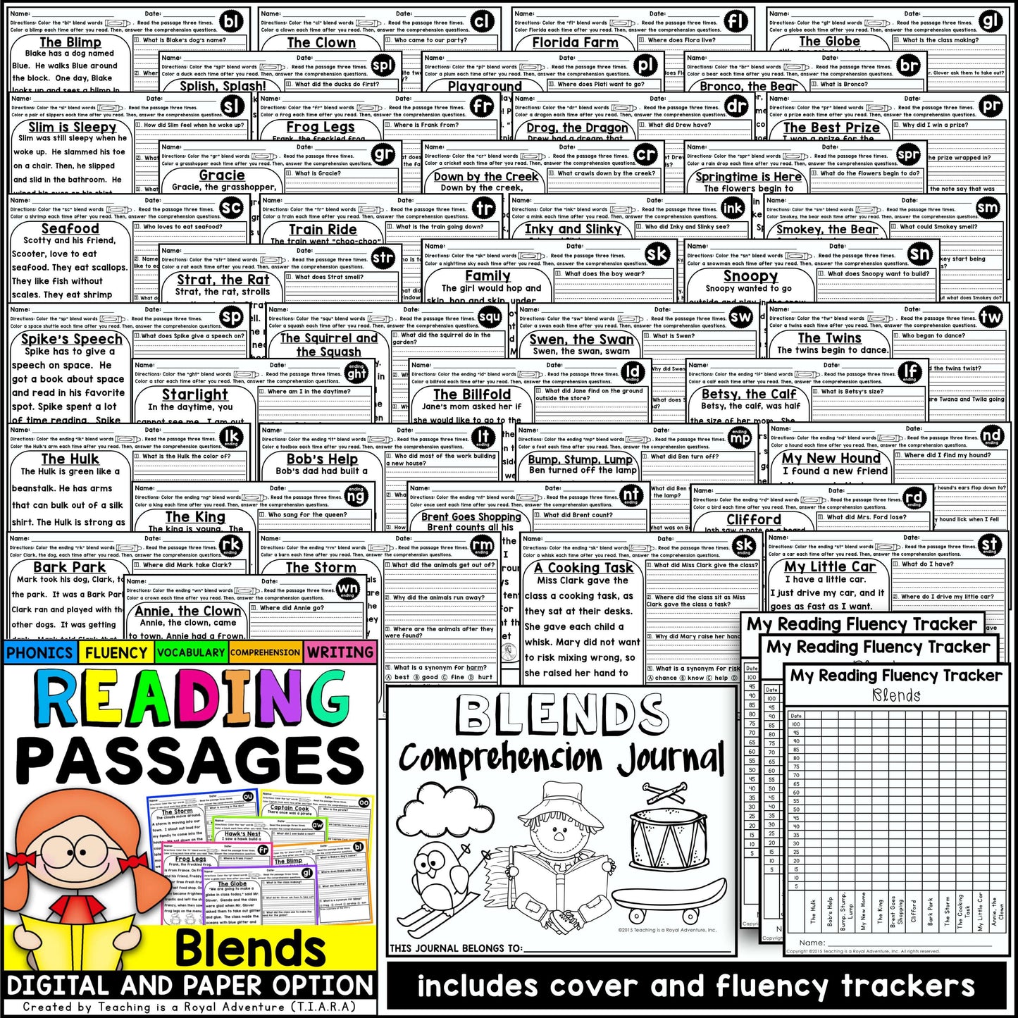 Phonics Reading Comprehension Passages and Questions ALL YEAR Distance Learning