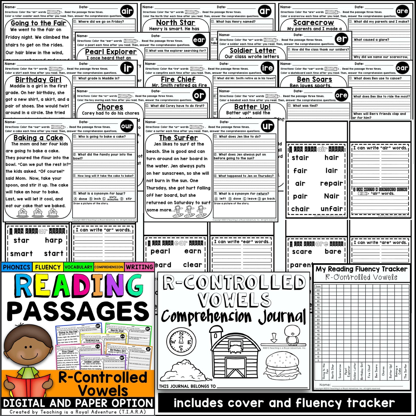 Phonics Reading Comprehension Passages and Questions ALL YEAR Distance Learning