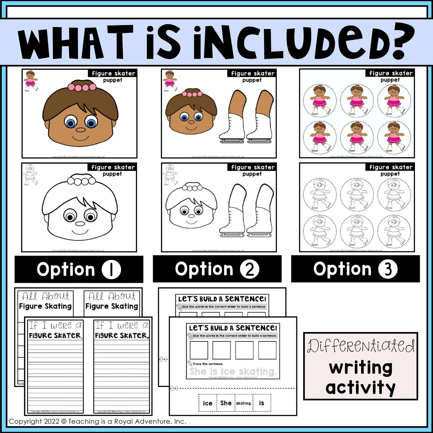 Winter Sports Paper Bag Puppet Templates and Writing Activities BUNDLE