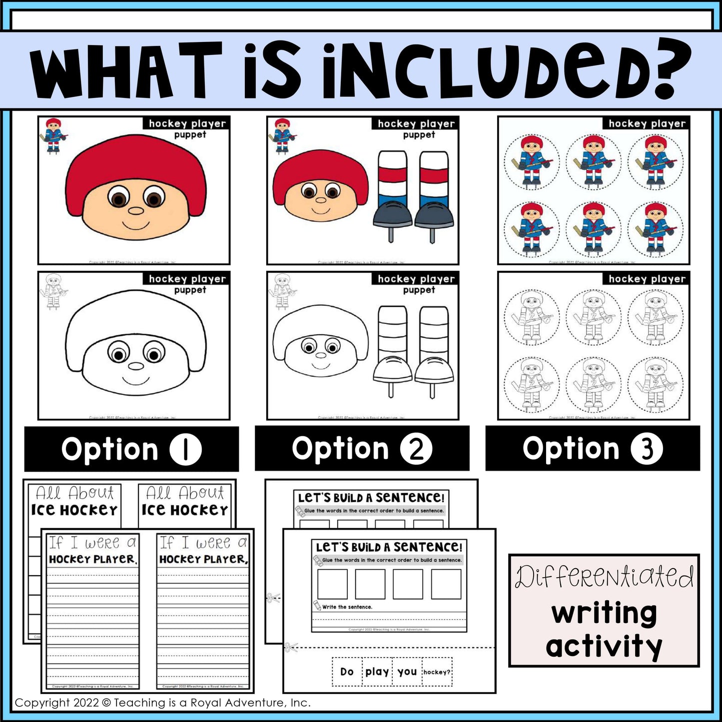 Winter Sports Paper Bag Puppet Templates and Writing Activities BUNDLE