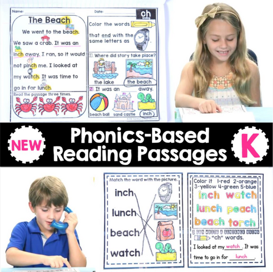 FREE Kindergarten Phonics Reading Passages
