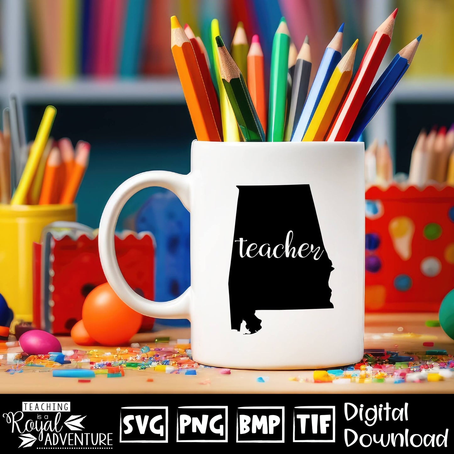 Alabama Teacher SVG, teacher Svg, teacher state Svg, teacher shirt Svg, teacher Png, Digital Download Files, Sublimation Designs