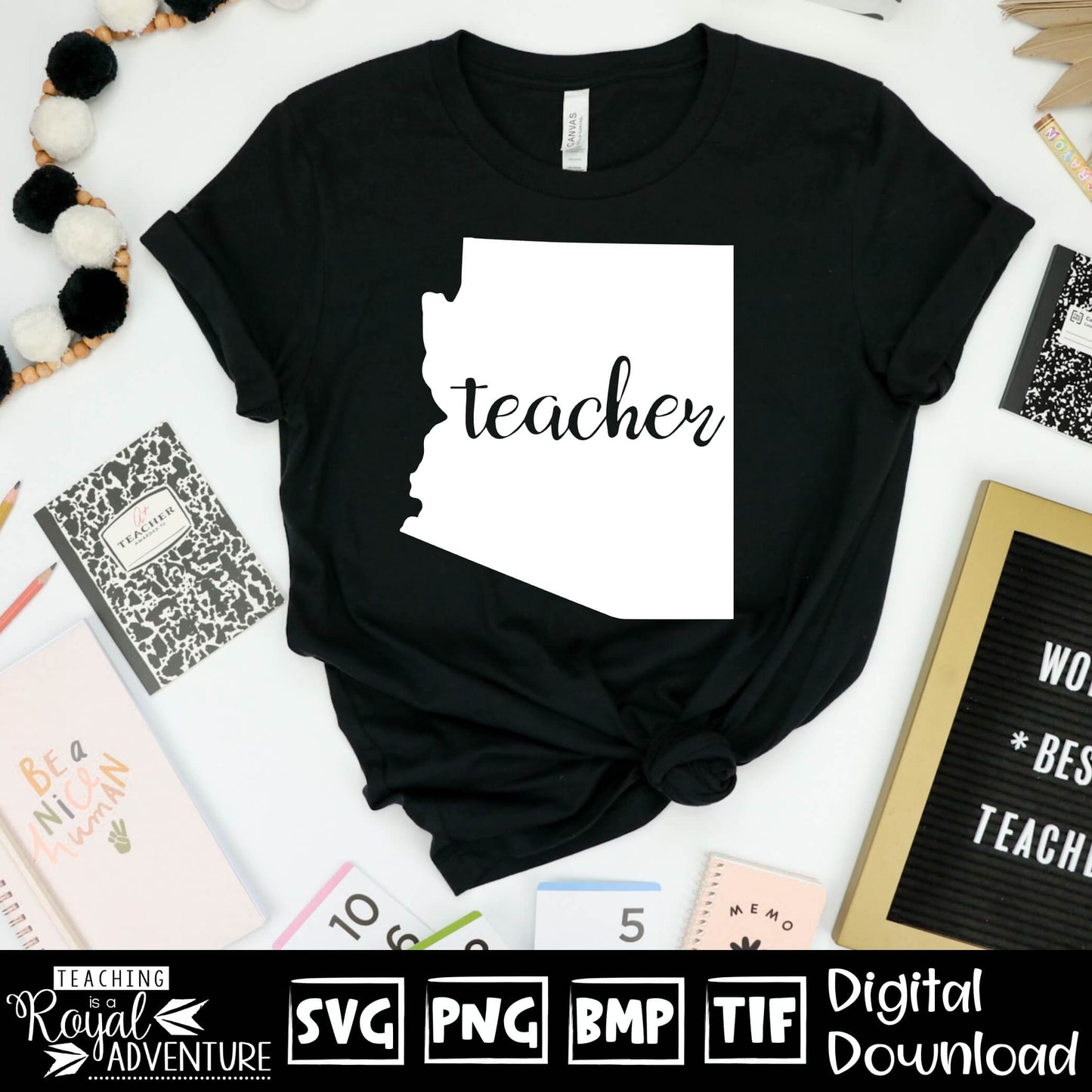 Arizona Teacher SVG, teacher Svg, teacher state Svg, teacher shirt Svg, teacher Png, Digital Download Files, Sublimation Designs