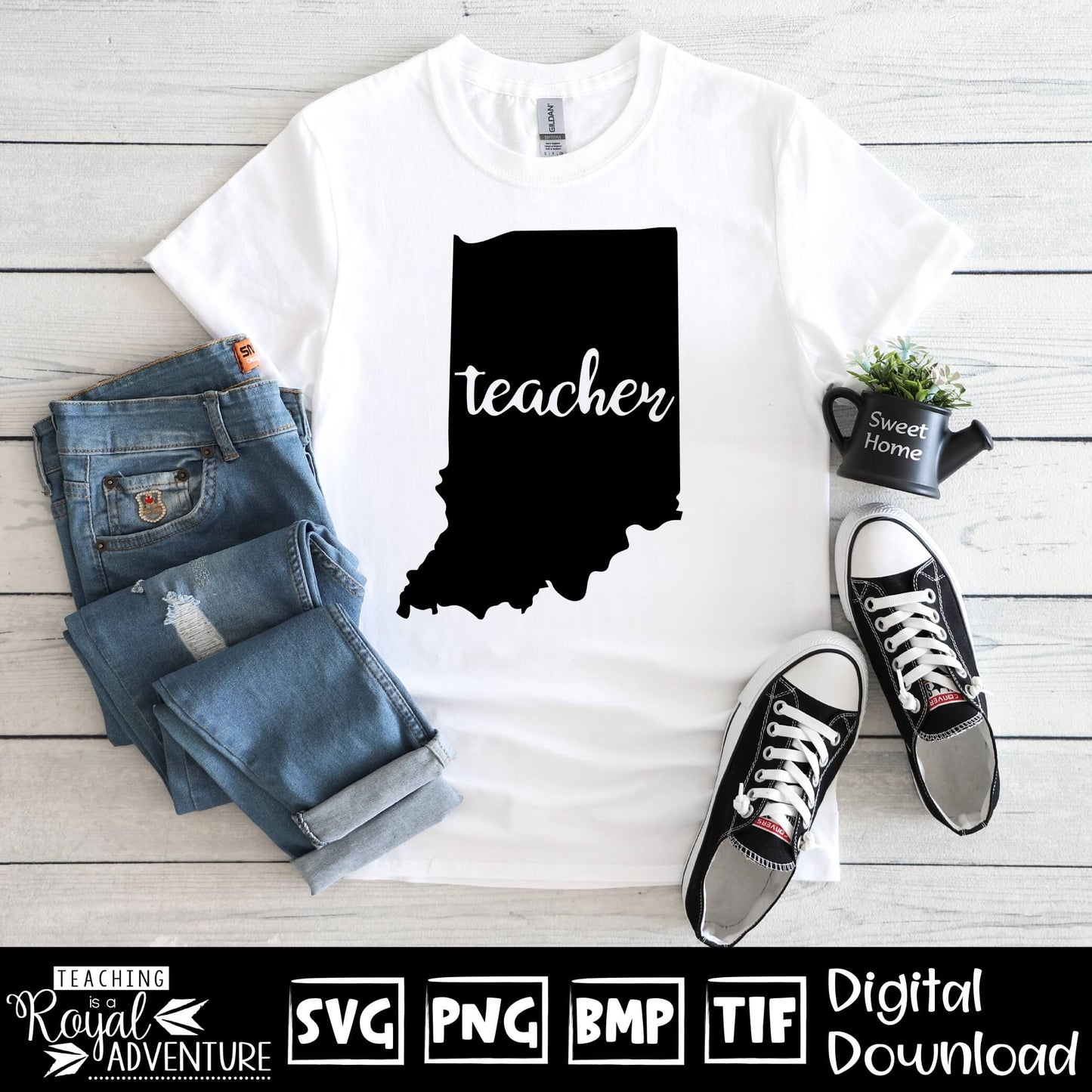 Indiana Teacher SVG, teacher Svg, teacher state Svg, teacher shirt Svg, teacher Png, Digital Download Files, Sublimation Designs
