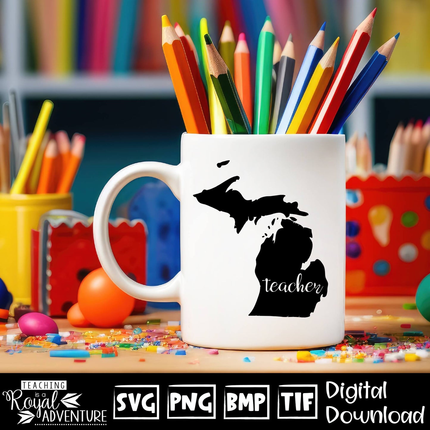 Michigan Teacher SVG, teacher Svg, teacher state Svg, teacher shirt Svg, teacher Png, Digital Download Files, Sublimation Designs