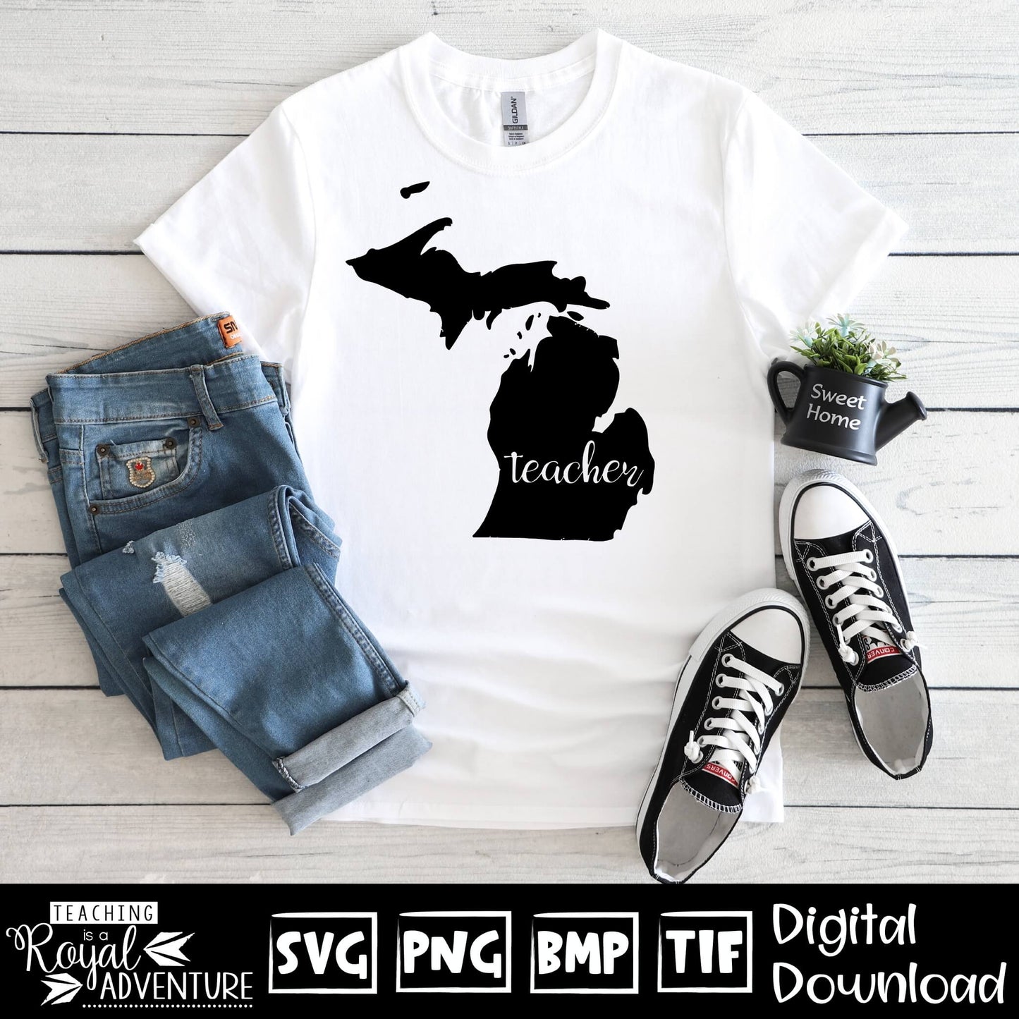 Michigan Teacher SVG, teacher Svg, teacher state Svg, teacher shirt Svg, teacher Png, Digital Download Files, Sublimation Designs