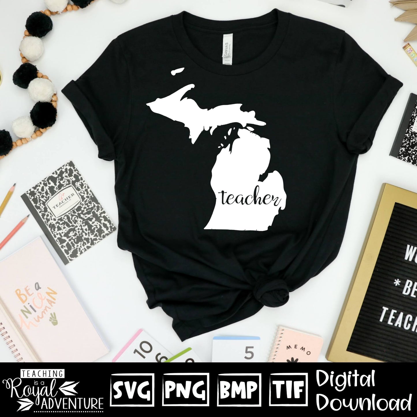 Michigan Teacher SVG, teacher Svg, teacher state Svg, teacher shirt Svg, teacher Png, Digital Download Files, Sublimation Designs