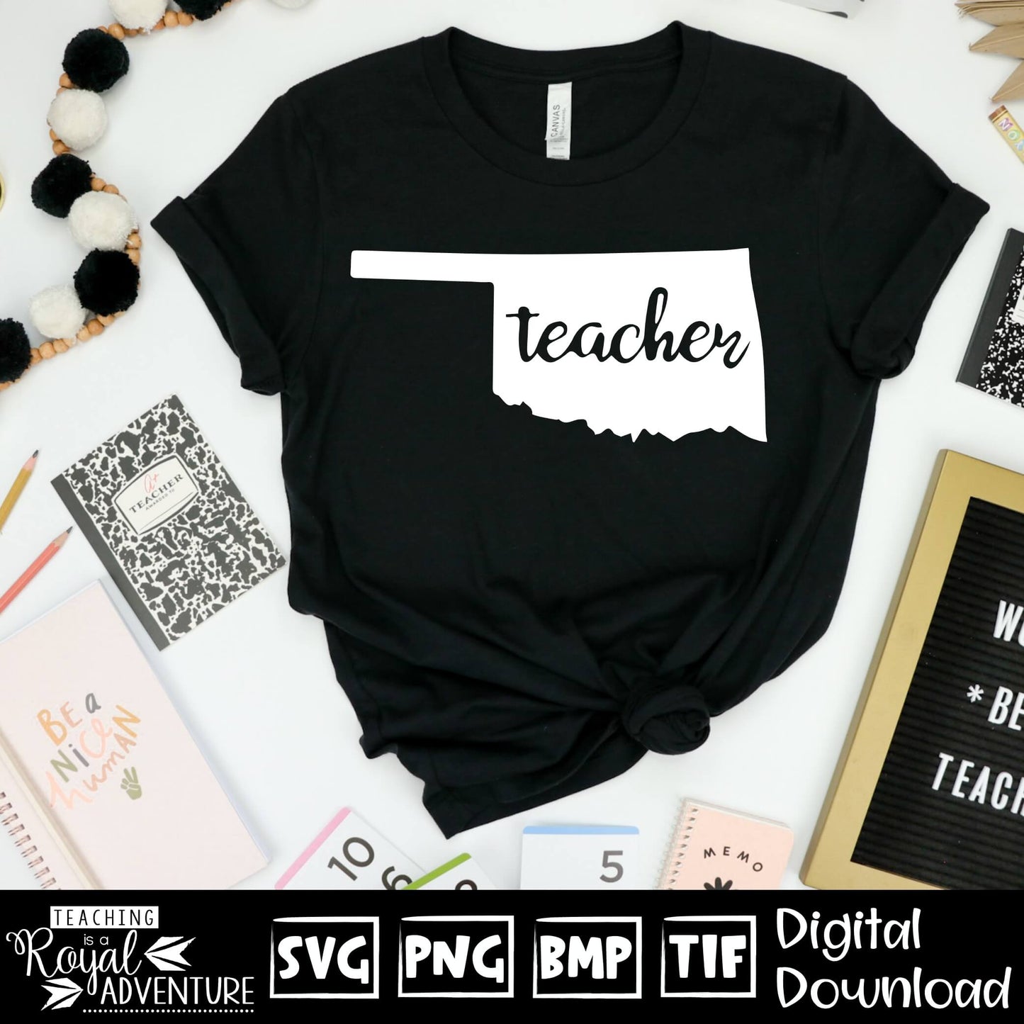 Oklahoma Teacher SVG, teacher Svg, teacher state Svg, teacher shirt Svg, teacher Png, Digital Download Files, Sublimation Designs