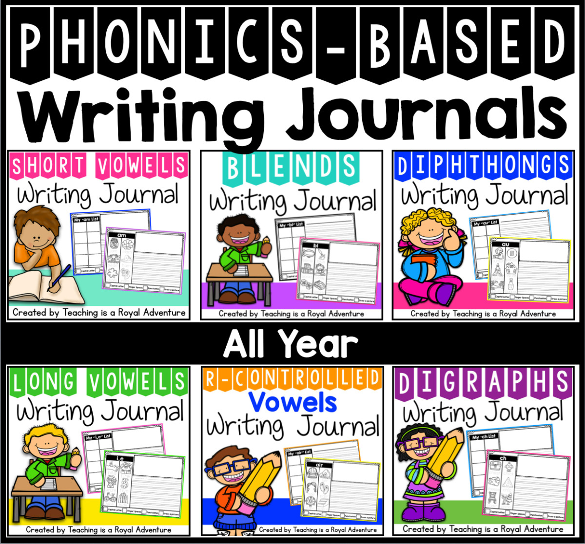 Phonics-Based Writing Journal Prompts: The Bundle (ALL YEAR)